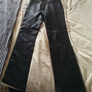 Harley-Davidson Black Leather Flare Pants